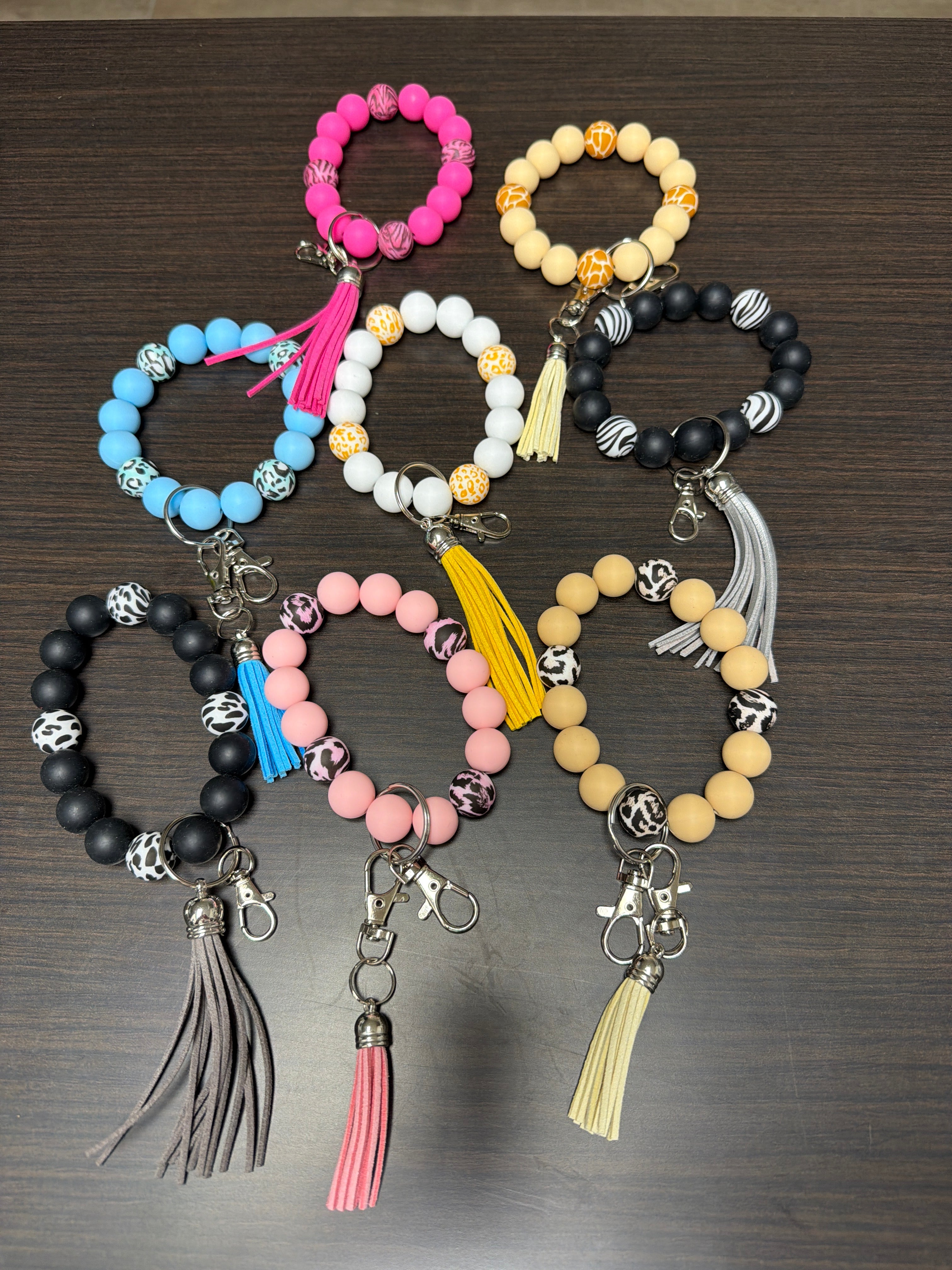 Wristlet silicone keychains.