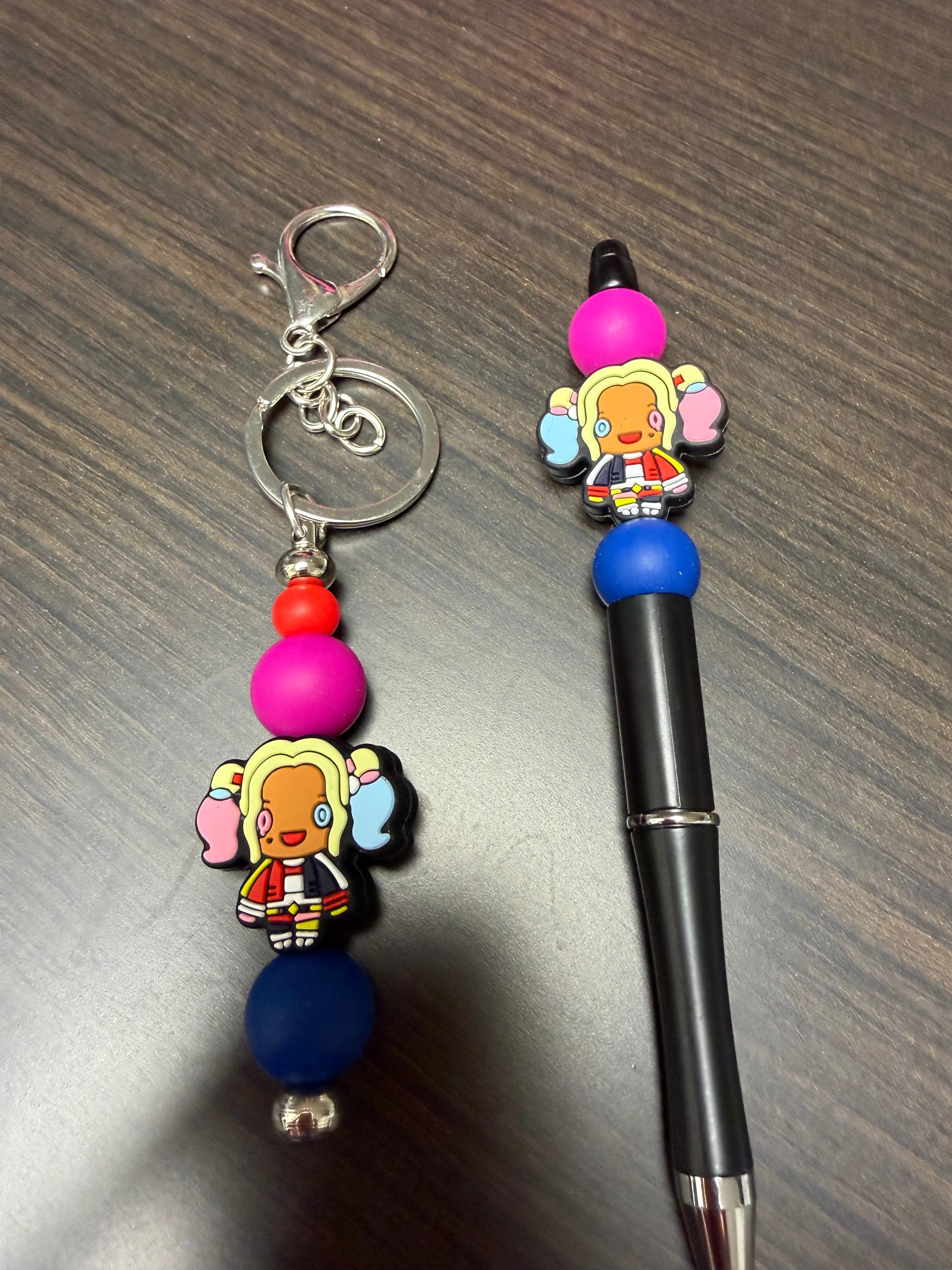 Halloween character, keychain, and pen sets.